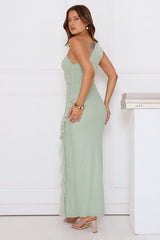 Neon Nectar One Shoulder Mesh Maxi Dress Sage