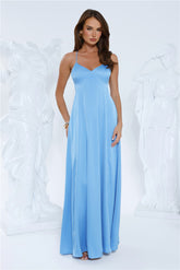 Luxe Horizon Satin Maxi Dress Blue