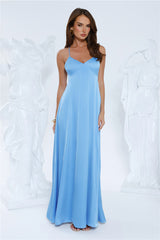 Luxe Horizon Satin Maxi Dress Blue