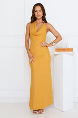 Golden Hour Edit Halter Mesh Maxi Dress Orange