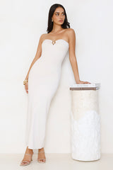 Simple Sunshine Strapless Maxi Dress Beige