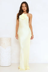Piazza Nights Satin Maxi Dress Yellow