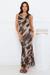 Soft Glow Nights Mesh Maxi Dress Brown