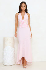 Silver Lining Love Halter Maxi Dress Pink