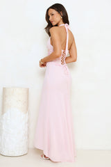 Silver Lining Love Halter Maxi Dress Pink