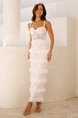 Luxe Mystique Lace Maxi Dress White