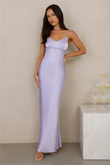The Samara Satin Maxi Dress Lilac