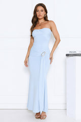 Luxe Rendezvous Strapless Maxi Dress Blue