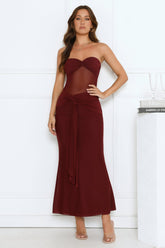 Can’t Get Enough Strapless Maxi Dress Burgundy
