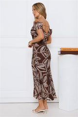 Vibe High Off Shoulder Maxi Dress Brown