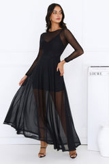 Starlit Lanes Mesh Maxi Dress Black