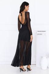 Starlit Lanes Mesh Maxi Dress Black