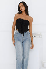 Sweet Berry Strapless Crop Top Black