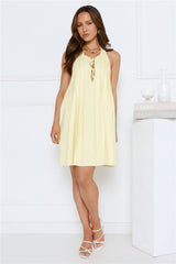 Dreamy Kisses Halter Mini Dress Yellow