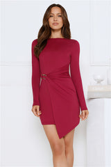 Slay Standard Long Sleeve Mini Dress Burgundy