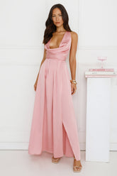 Lush Whispers Satin Maxi Dress Pink