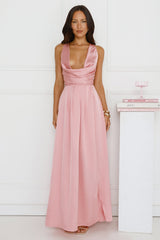 Lush Whispers Satin Maxi Dress Pink
