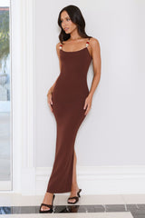 Nightfall In Paradise Knit Maxi Dress Chocolate