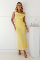Perfect Vibe Off Shoulder Mesh Maxi Dress Yellow