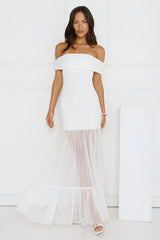 Moonbeam Reverie Off Shoulder Maxi Dress White
