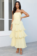 Wedding Adventure Strapless Maxi Dress Yellow