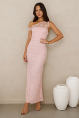 Wild Berry Whimsy Lace Off Shoulder Maxi Dress Pink