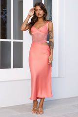 Sweet Whispers Lace Maxi Dress Coral