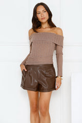 Pillowtalk Off Shoulder Top Mocha