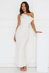 Pure Magic Linen Blend Off Shoulder Maxi Dress Cream