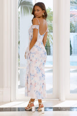 Starburst Gleam Mesh Maxi Dress Blue