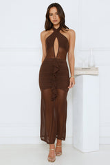 Love All Day Halter Maxi Dress Brown