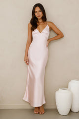 Chic 'Fit Slip Satin Maxi Dress Pink