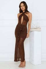 Love All Day Halter Maxi Dress Brown