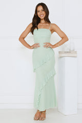 Luxe Minimalist Mesh Maxi Dress Sage