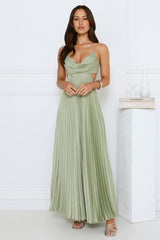 Prime Era Satin Maxi Dress Sage