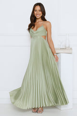 Prime Era Satin Maxi Dress Sage