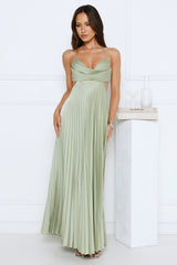 Prime Era Satin Maxi Dress Sage