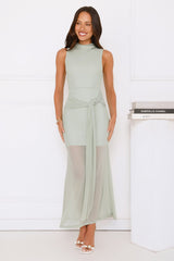 Dazzle Me Darling Mesh Maxi Dress Sage