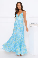 Pretty In Bloom Maxi Dress Blue