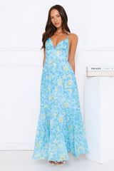 Pretty In Bloom Maxi Dress Blue