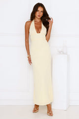 Palm Avenue Halter Maxi Dress Yellow
