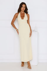 Palm Avenue Halter Maxi Dress Yellow