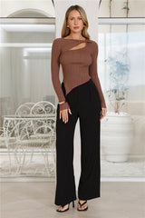 Off To Work Long Sleeve Top Brown