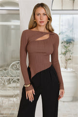 Off To Work Long Sleeve Top Brown