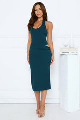 Let's Dare to Dance Halter Midi Dress Teal