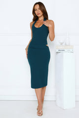 Let's Dare to Dance Halter Midi Dress Teal