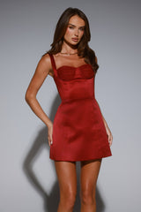 Soft Shimmer Mini Dress Burgundy