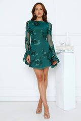 Bright Breezy Long Sleeve Mesh Mini Dress Teal