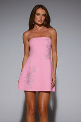 Graceful Spark Strapless Mini Dress Pink