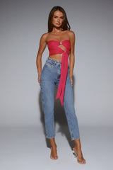 The New It Girl Strapless Crop Top Pink